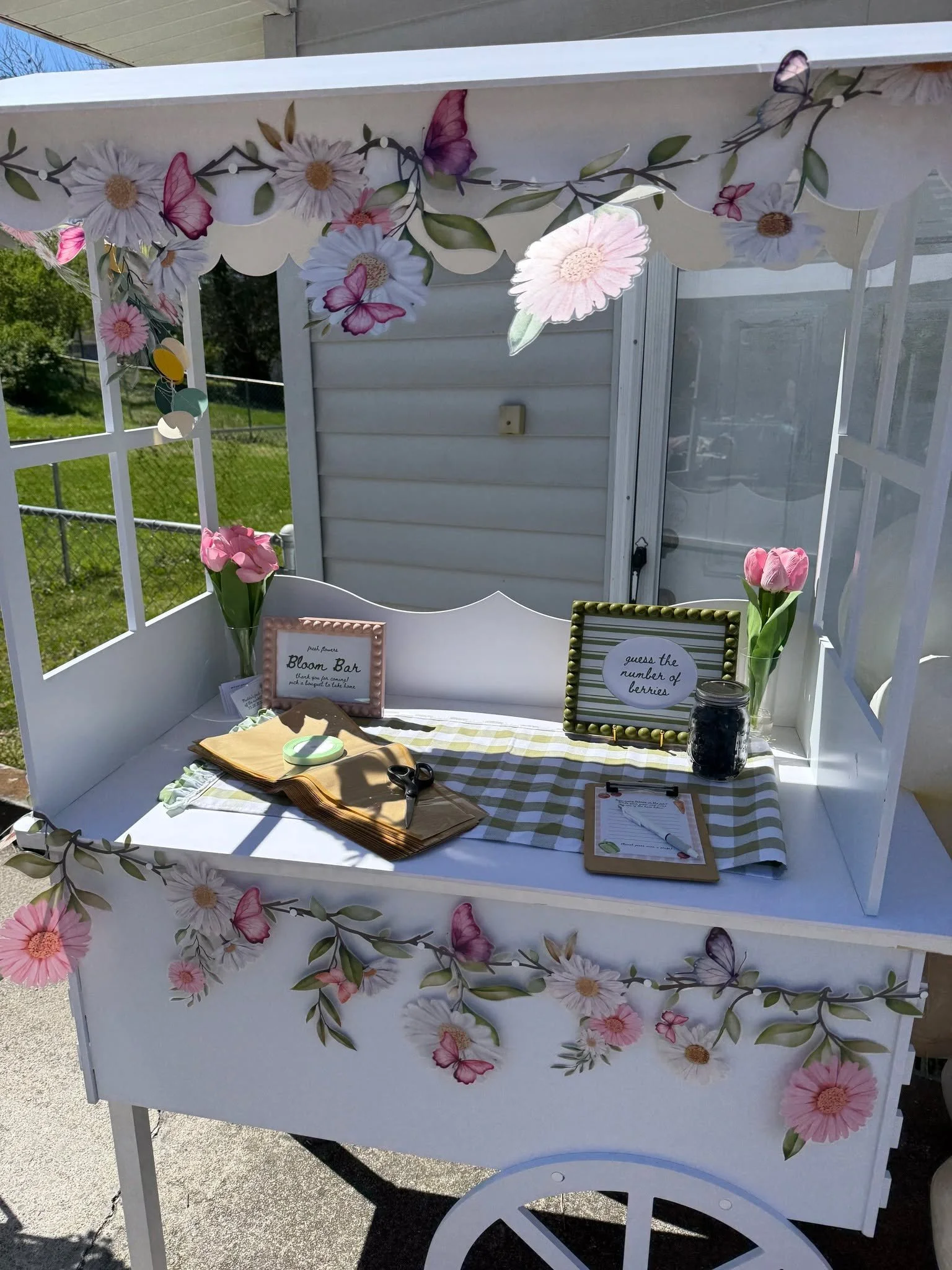 Today two of our event carts and our wooden sign got to be apart of a beautiful "Fresh off the Market" Bridal shower!!! We always love the way each client has their own vision of how our event carts can add a special touch to their event.  