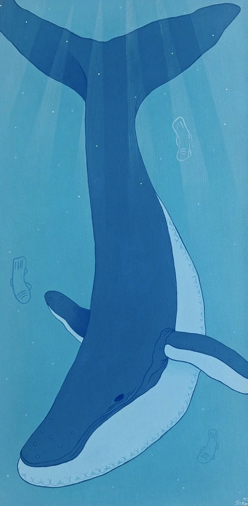 Morning Dive - Blue Whale Original Painting