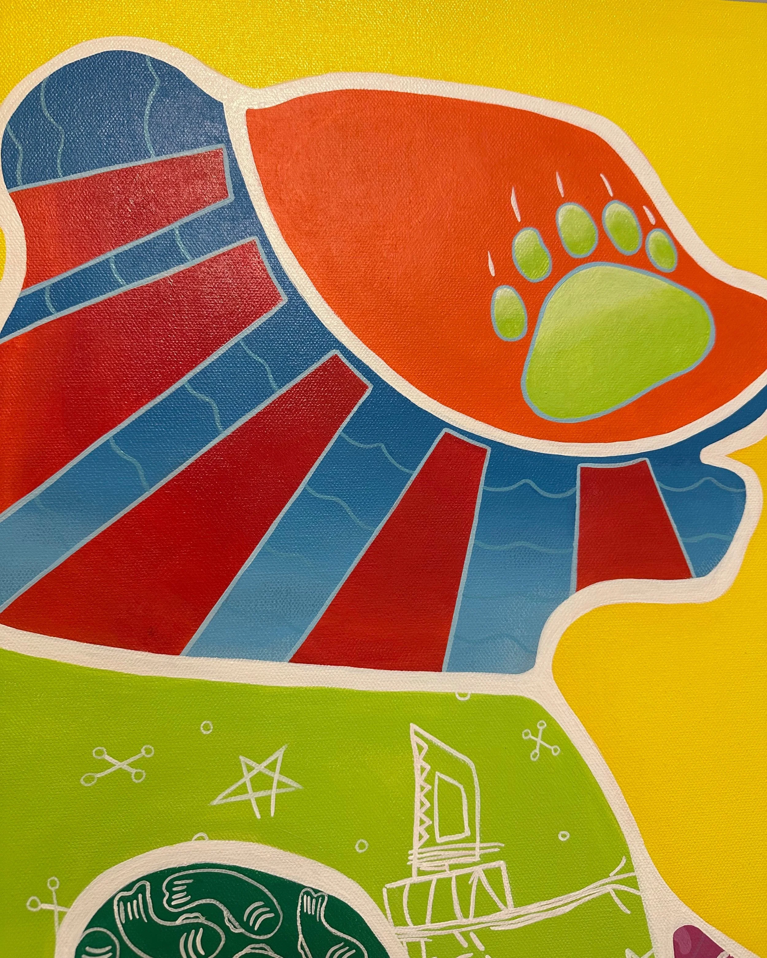 Quilted Muin - Indigenous Bear Original Painting