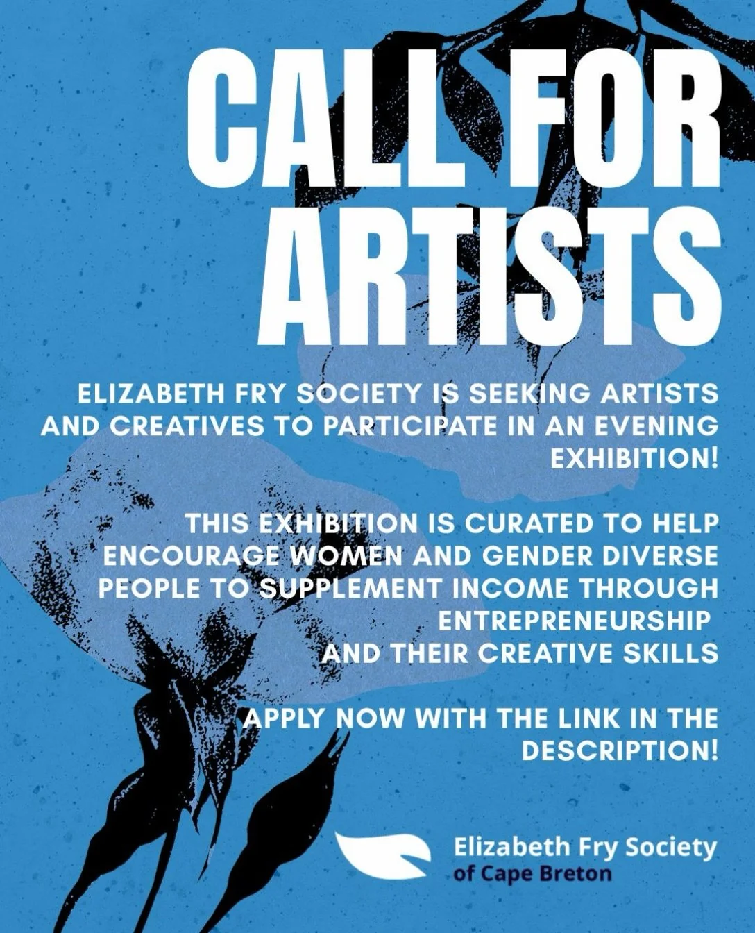 I&rsquo;ve partnered with the Elizabeth Fry Society and will be helping curate a small exhibition this October!

All skill levels and mediums are welcome! 🌻🦋

https://forms.gle/oJFKVAtbstdQFNeG9 or in bio! 

#entrepreneurship #equity #callforartist