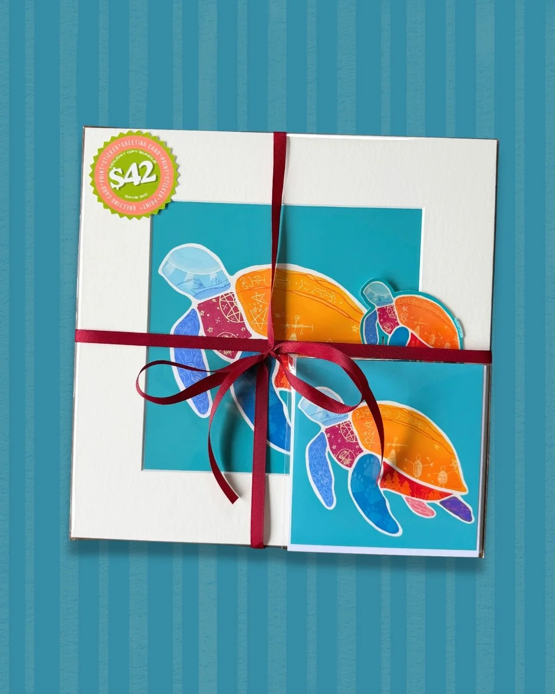 A peek at what&rsquo;s coming this holiday season, and will be available @islandersmarkets Holiday Market on November 15th! 

A gift bundle including: 
1x print 
1x greeting card
1x sticker 

All wrapped up and ready to be gifted to a quilted critter