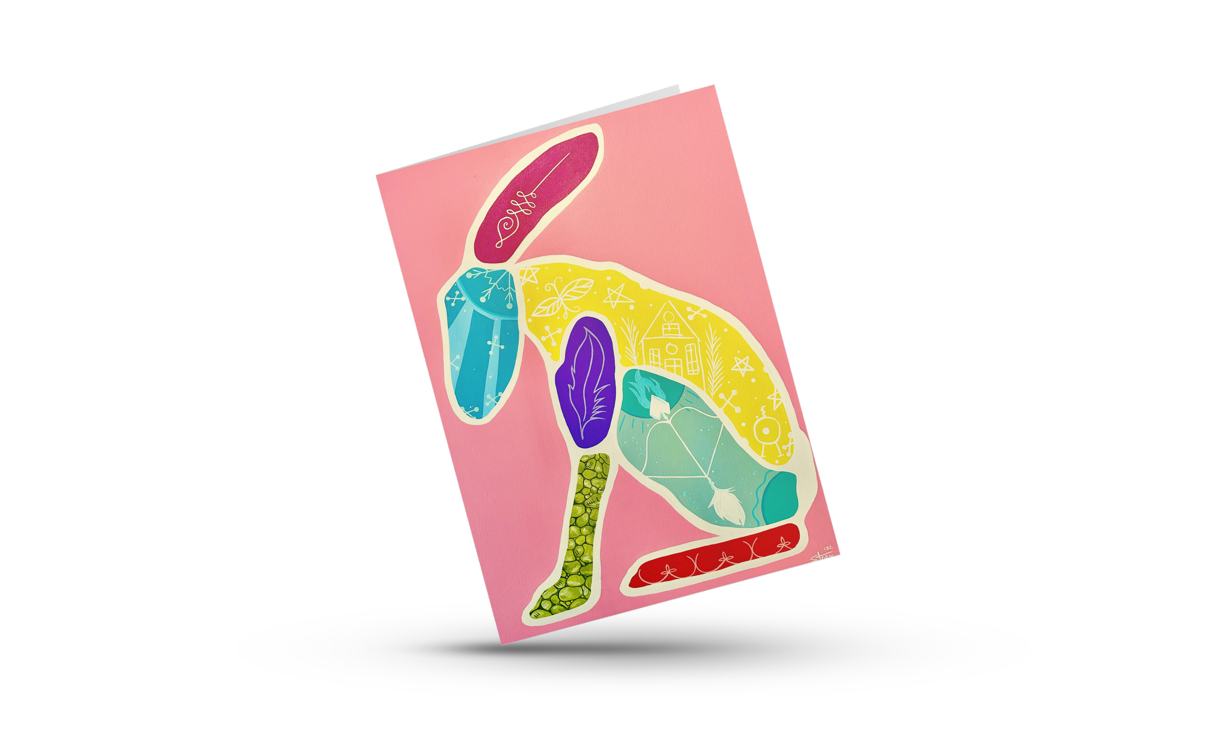 Quilted Hare Greeting Card