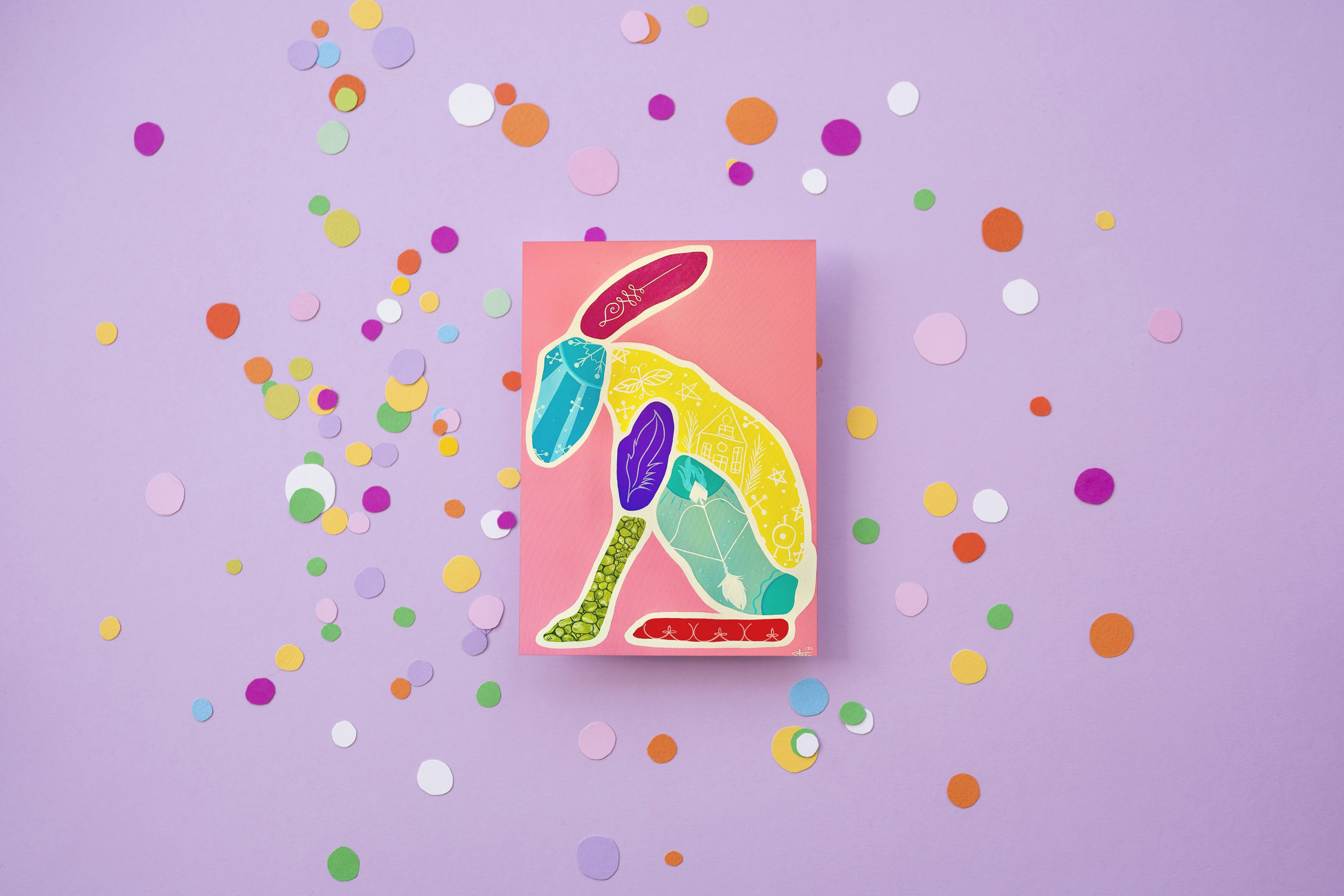 Quilted Hare Greeting Card