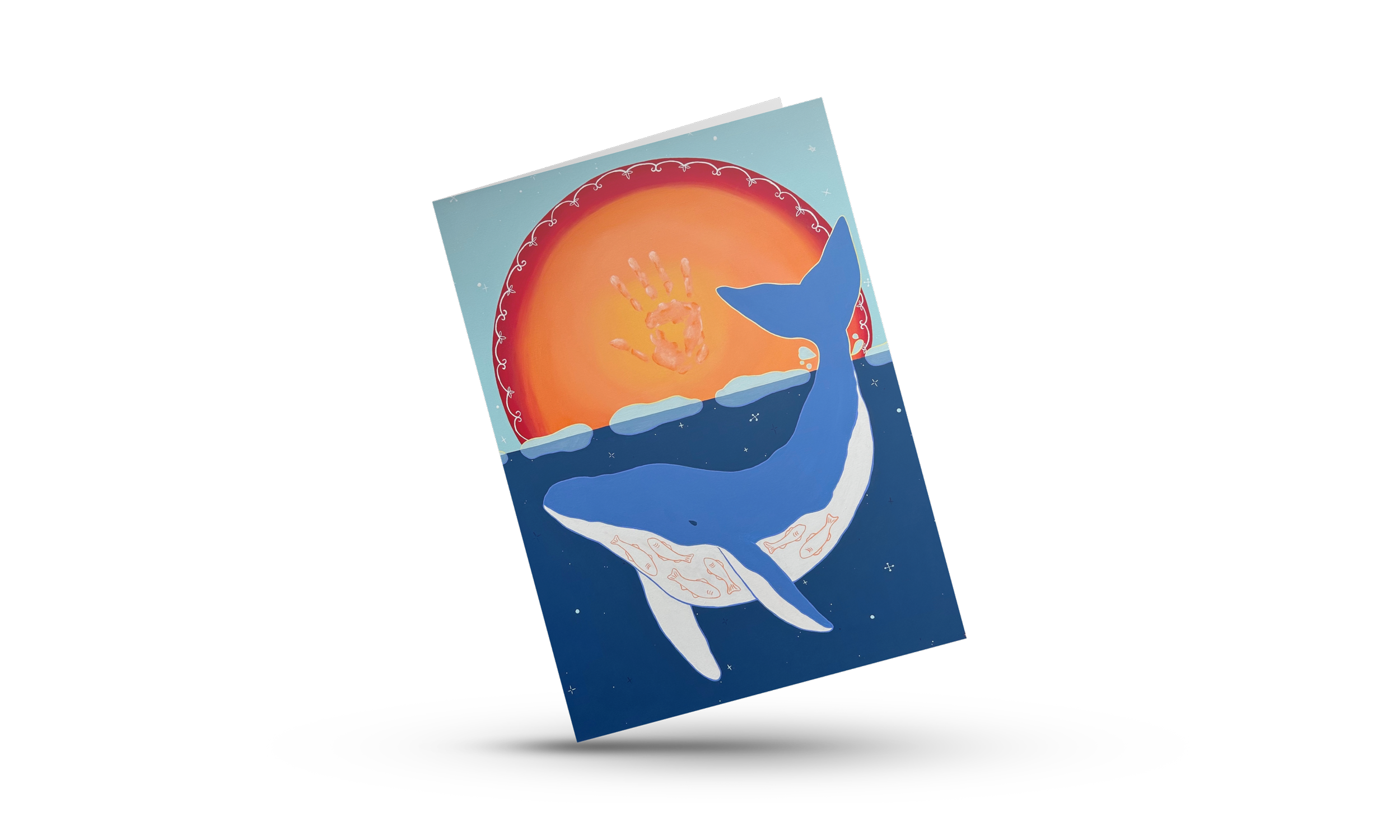 Blue Whale Sunset Greeting Card