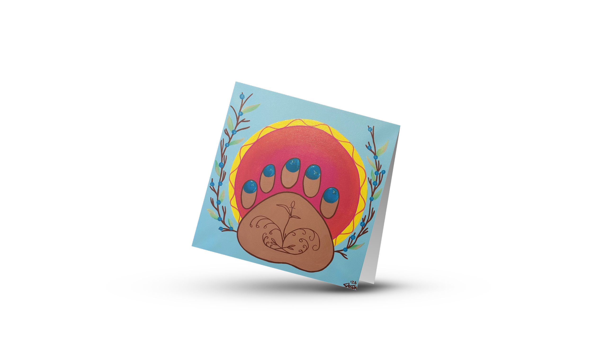 Blue Berry Bear Greeting Card