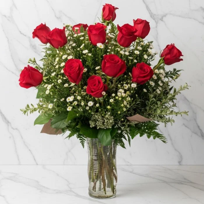 Yes, it&rsquo;s &ldquo;just&rdquo; a dozen roses. 
No, we will not be toning it down. 🌹

Wildly romantic, unapologetically beautiful, and deserving on the good counter space. 

❤️ Valentines Pre Orders are Live ❤️