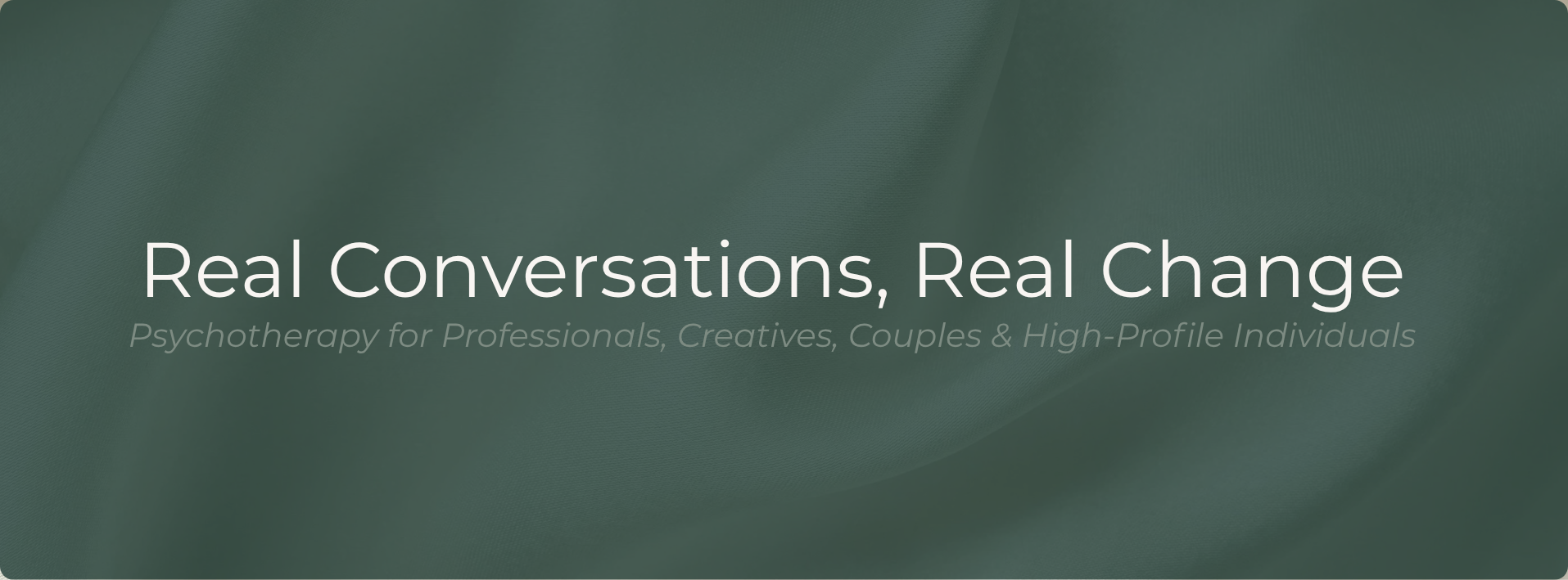 Kate Auguste Psychotherapy homepage banner promoting integrative psychotherapy for professionals, creatives, couples, and high-profile individuals.