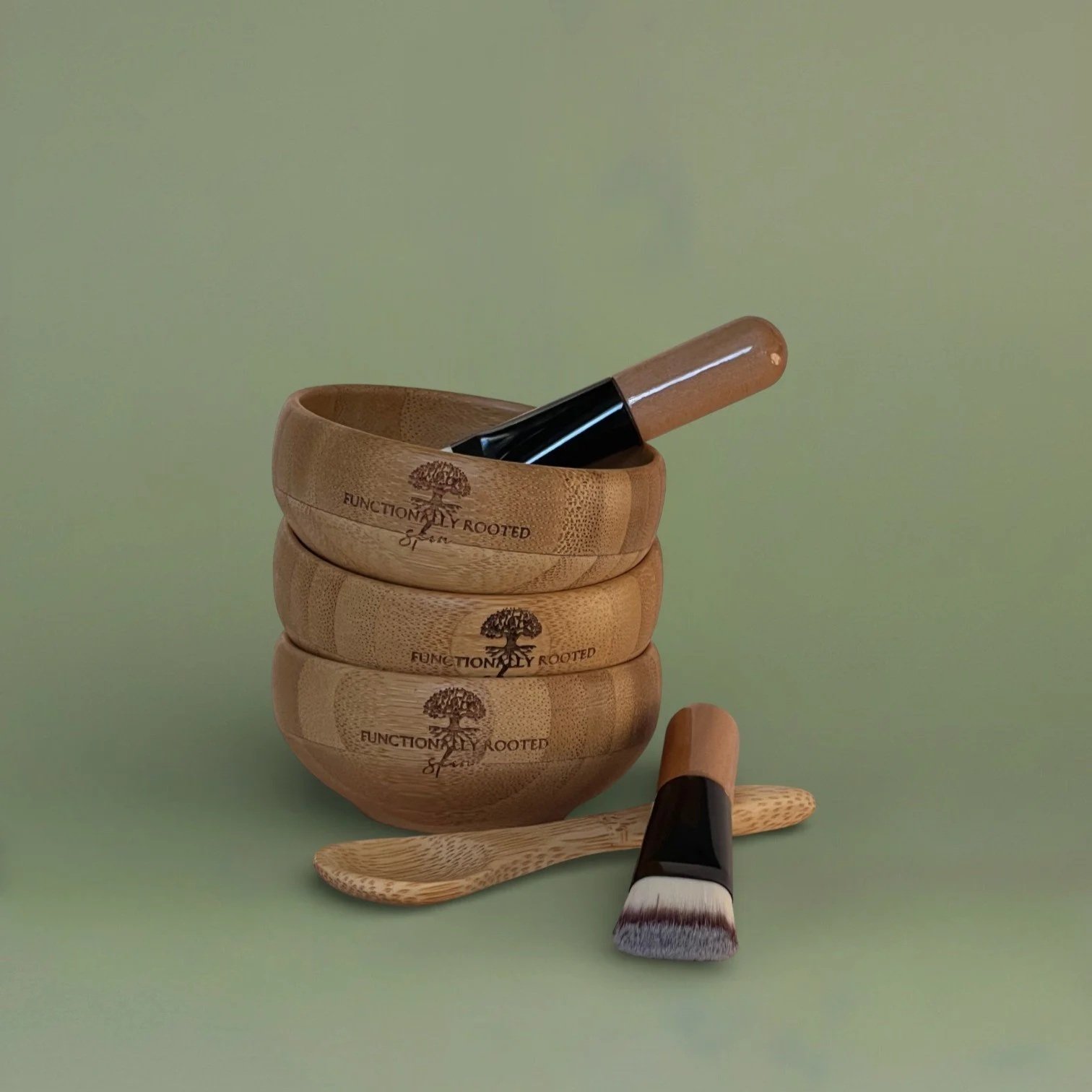 set of clay mask bamboo bowl sets to mix face masks