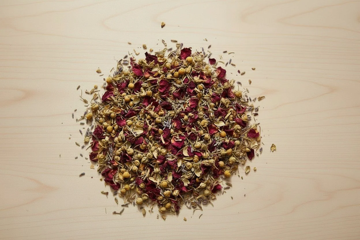 dried botanical herbs for a facial steam targeting nourishment and glow restoration