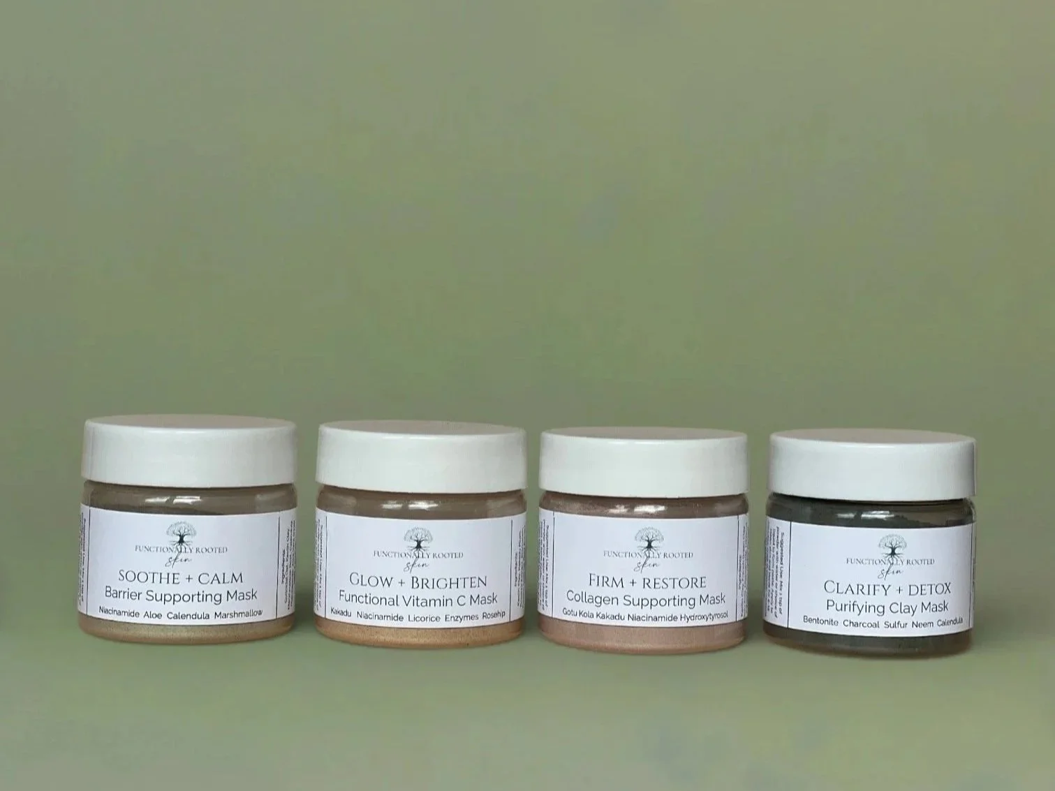 set of 4 powdered clay masks