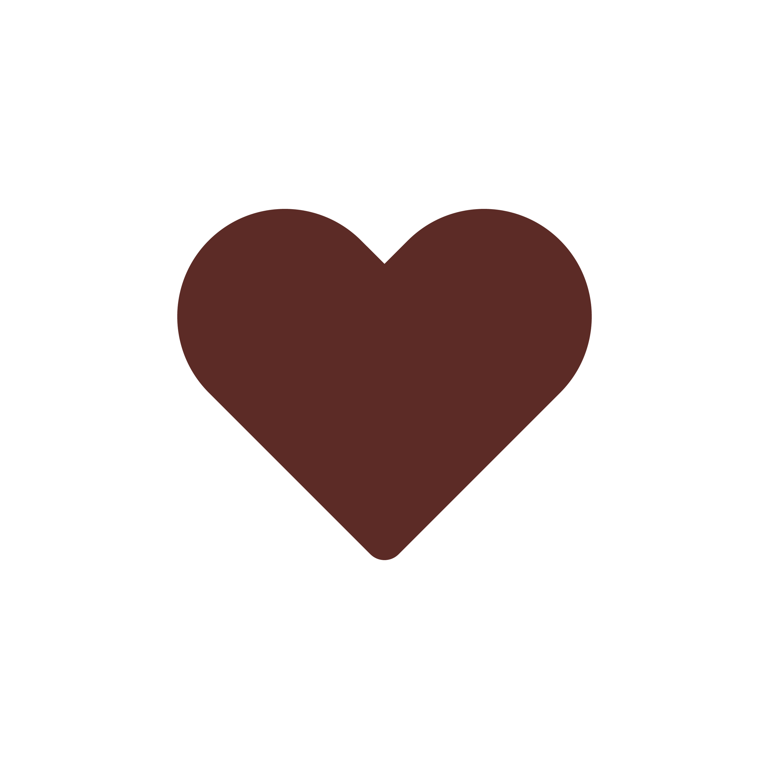 A brown heart icon with a white outline on a black background.