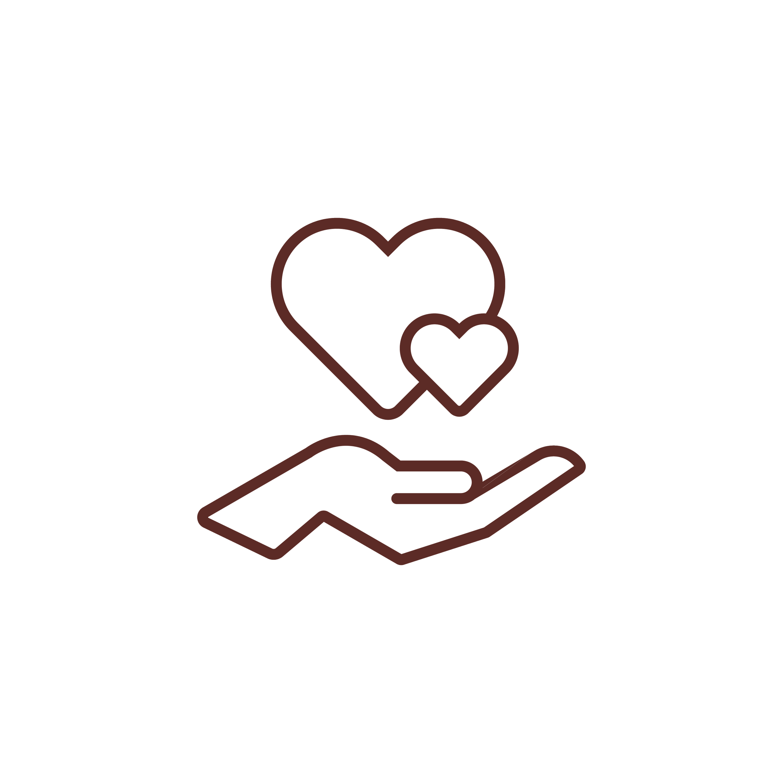 A hand holding a heart with two hearts floating above it, symbolizing care and compassion.