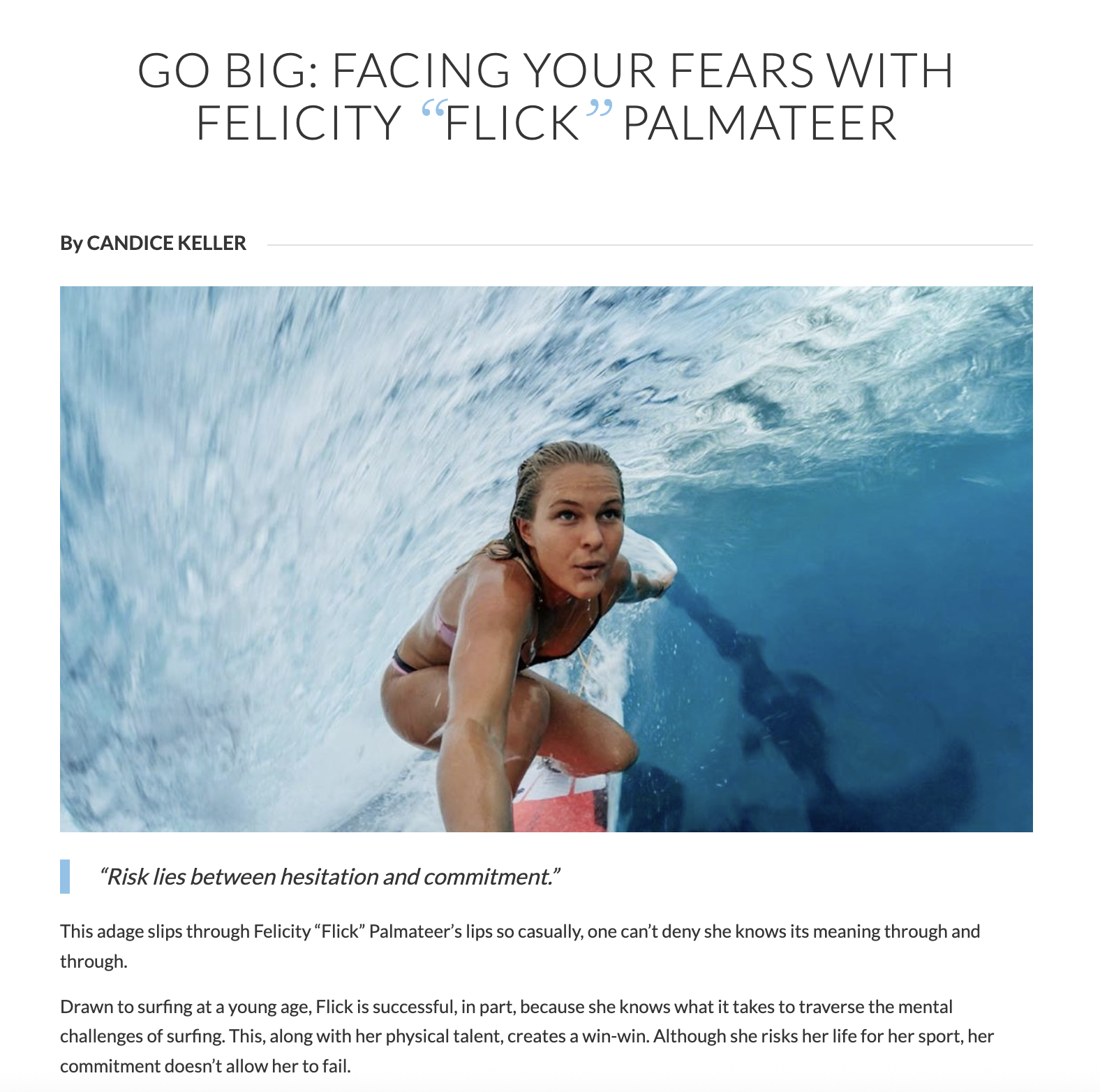 Felicity Palmateer Interview