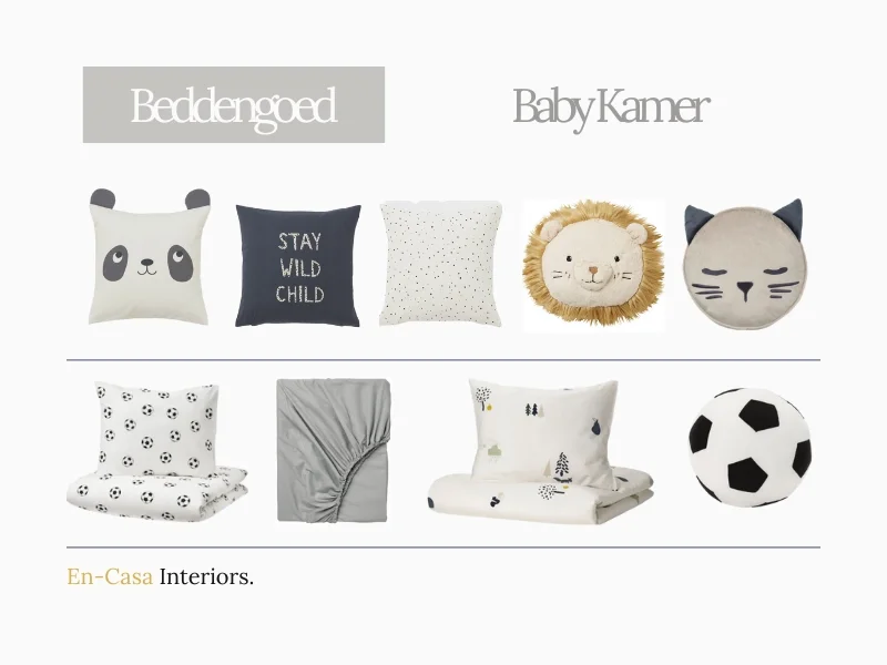 Moodboard voor het stylingadvies van de jongenskamer “Aman's World”, geïnspireerd op een mediterrane sfeer met sportieve accenten. De combinatie van warme zandtinten, donkerbruin, grijs en okergeel zorgt voor een rustige basis, terwijl beelden van de