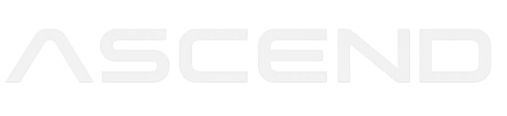 Black background with the word 'ASCEND' written in bold, white uppercase letters.
