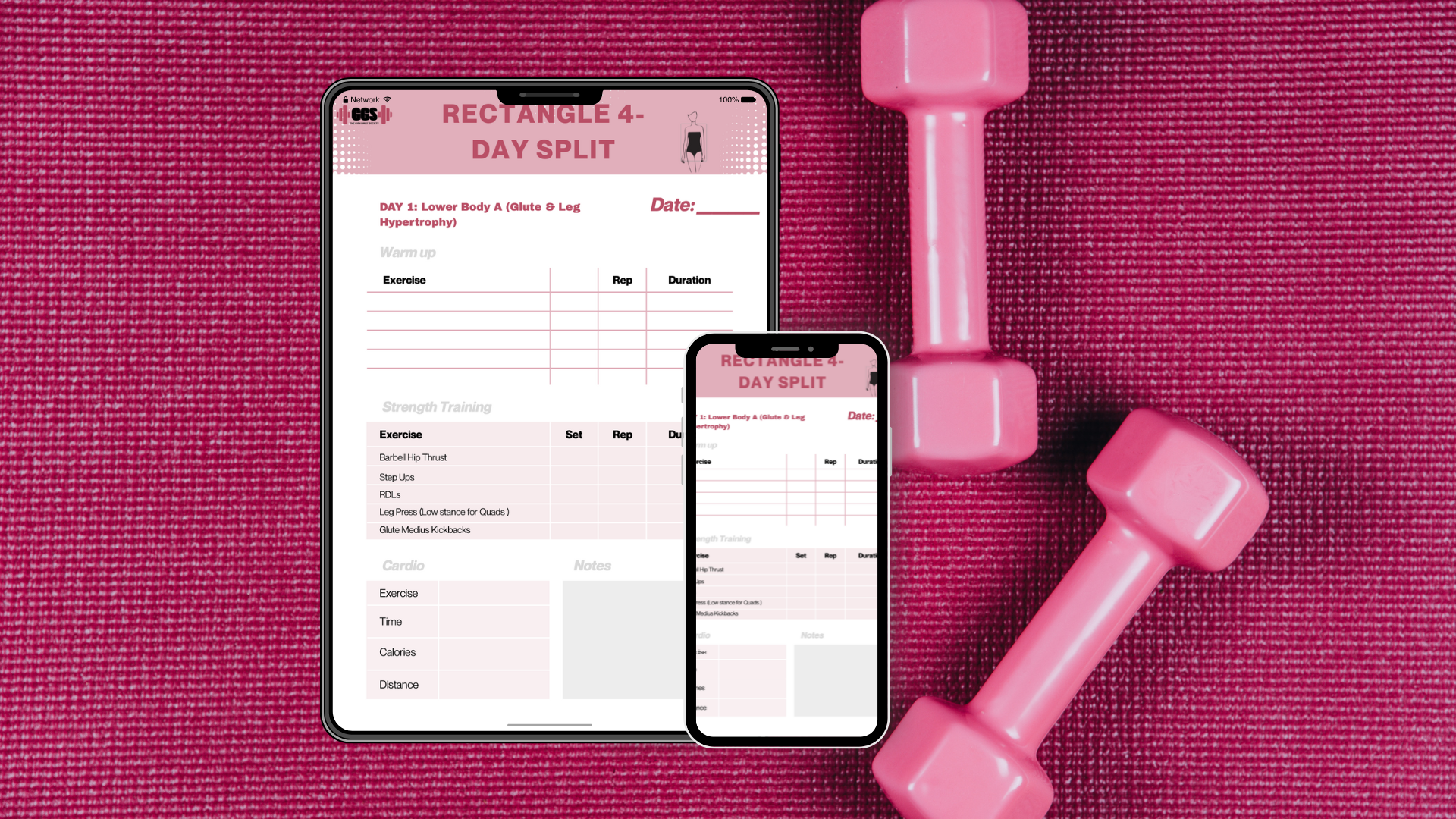 Rectangle Body Type: 4-Day Split Workout  Planner