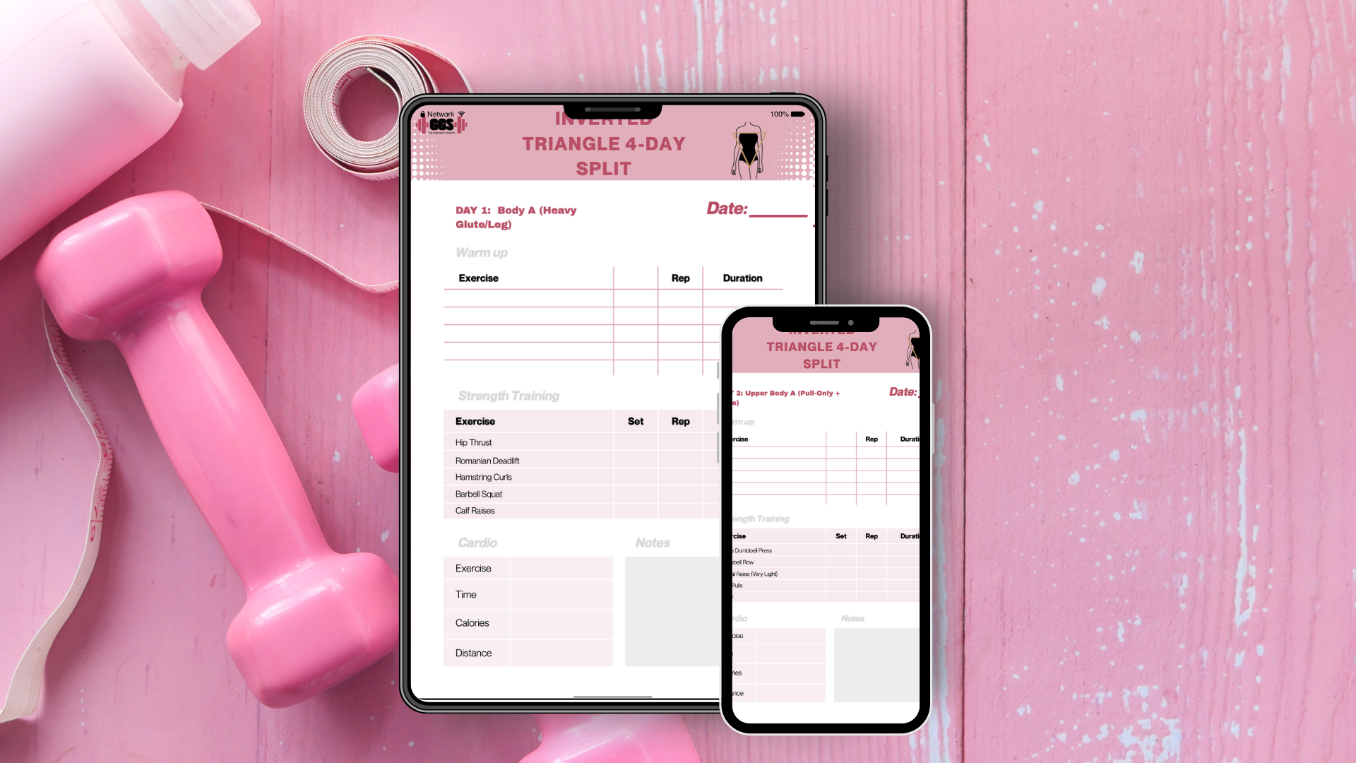 Inverted Triangle: 4-Day Workout Split Planner