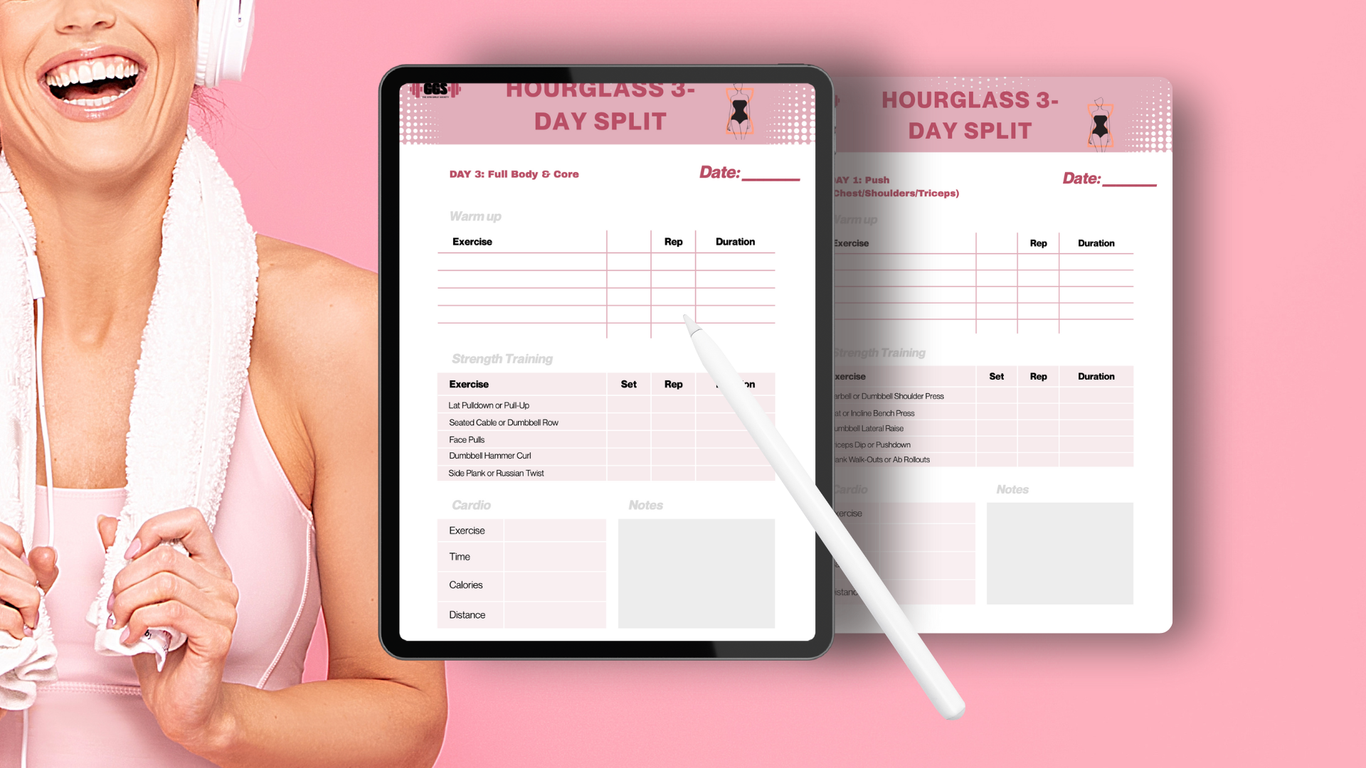 Hourglass Body Type: 3-Day Split Workout Planner