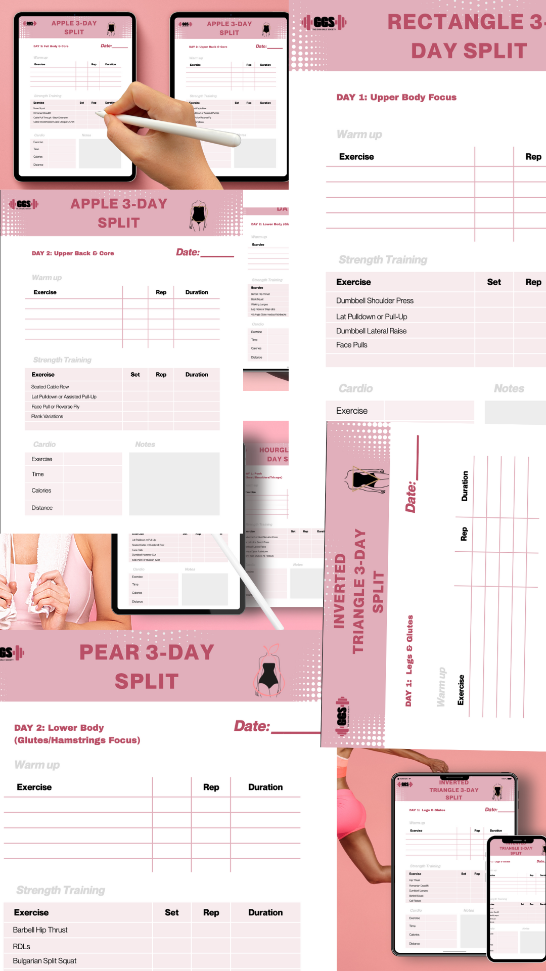 Rectangle Body Type : 3-Day Workout Split Planner