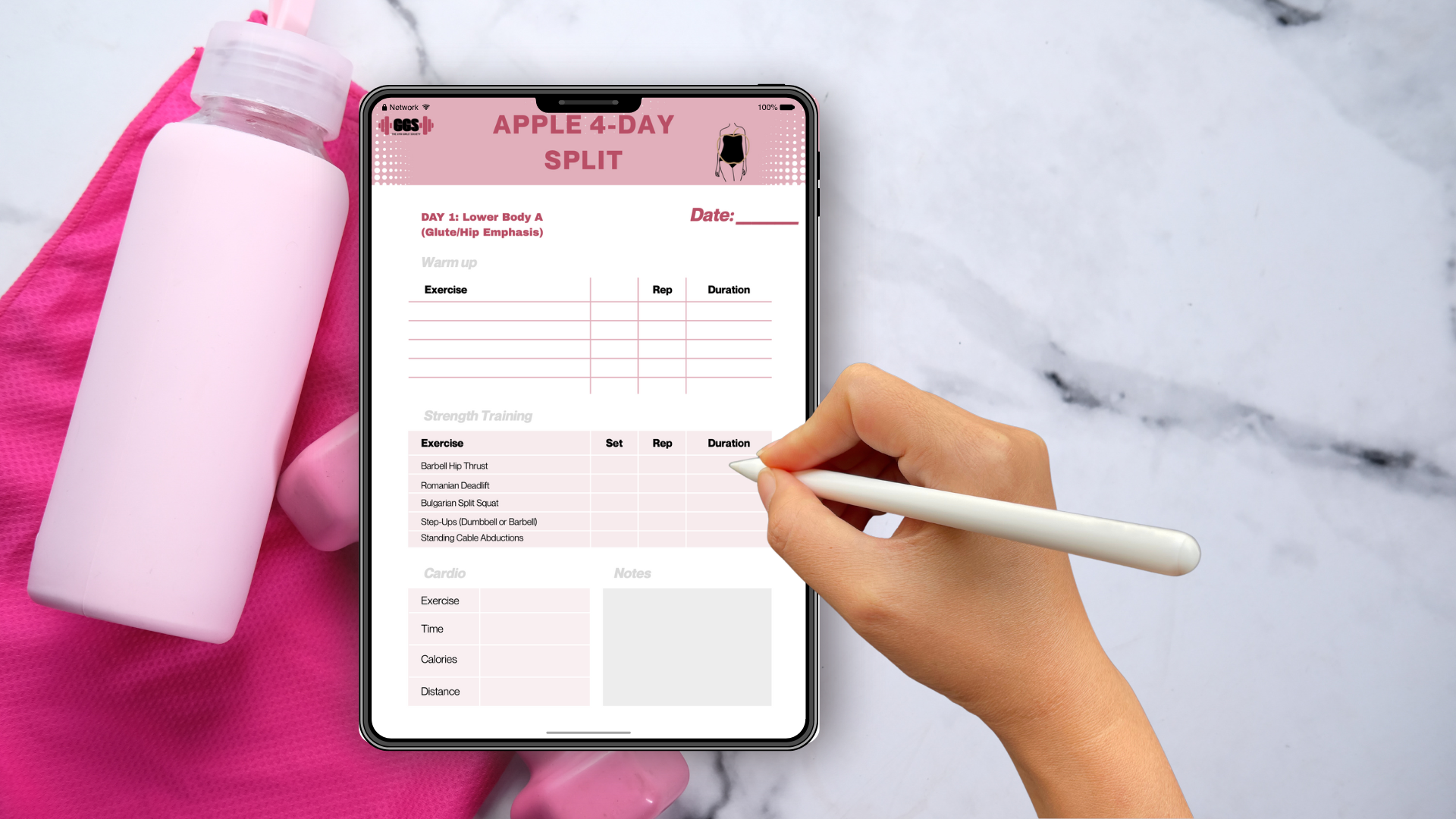 Apple Body Type: 4-Day Split  Workout Planner