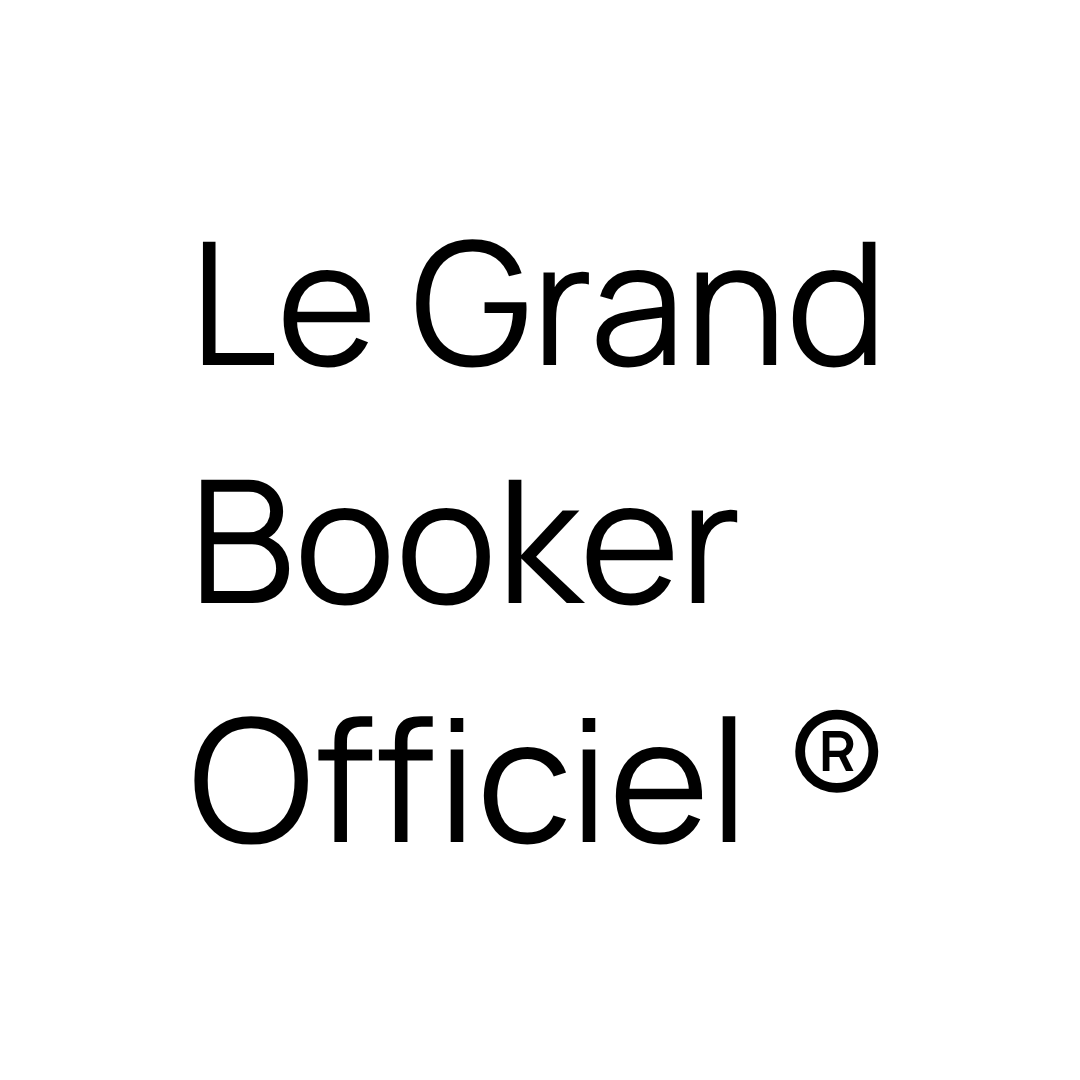 Texte indiquant 'Le Grand Booker Officiel®' sur fond blanc