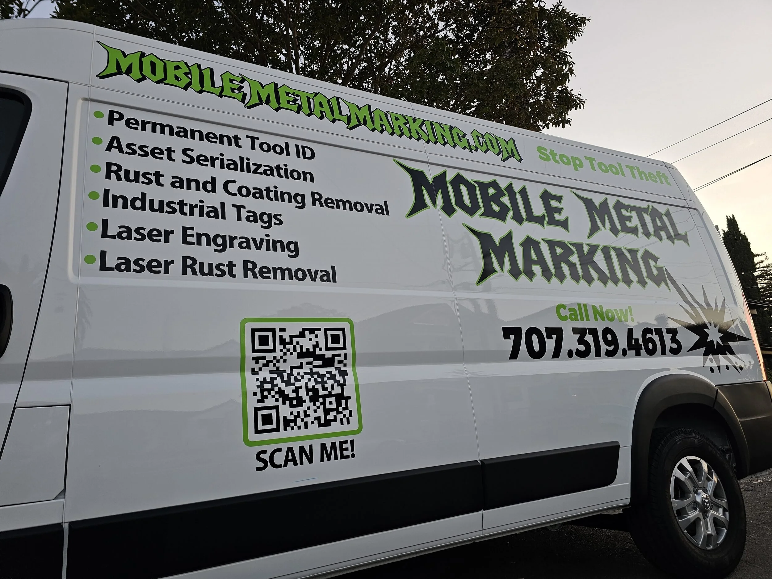 Mobile Metal Marking van listing permanent tool ID, asset serialization and industrial tags