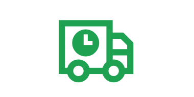 Icon of a delivery truck with a clock symbol, indicating delivery or shipping service.