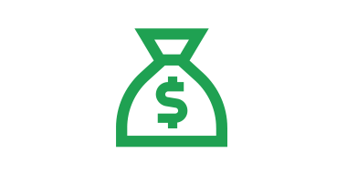 Green money bag with a dollar sign symbol.