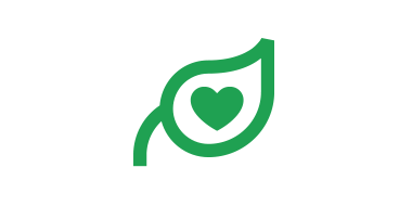 A green leaf with a heart shape inside it.