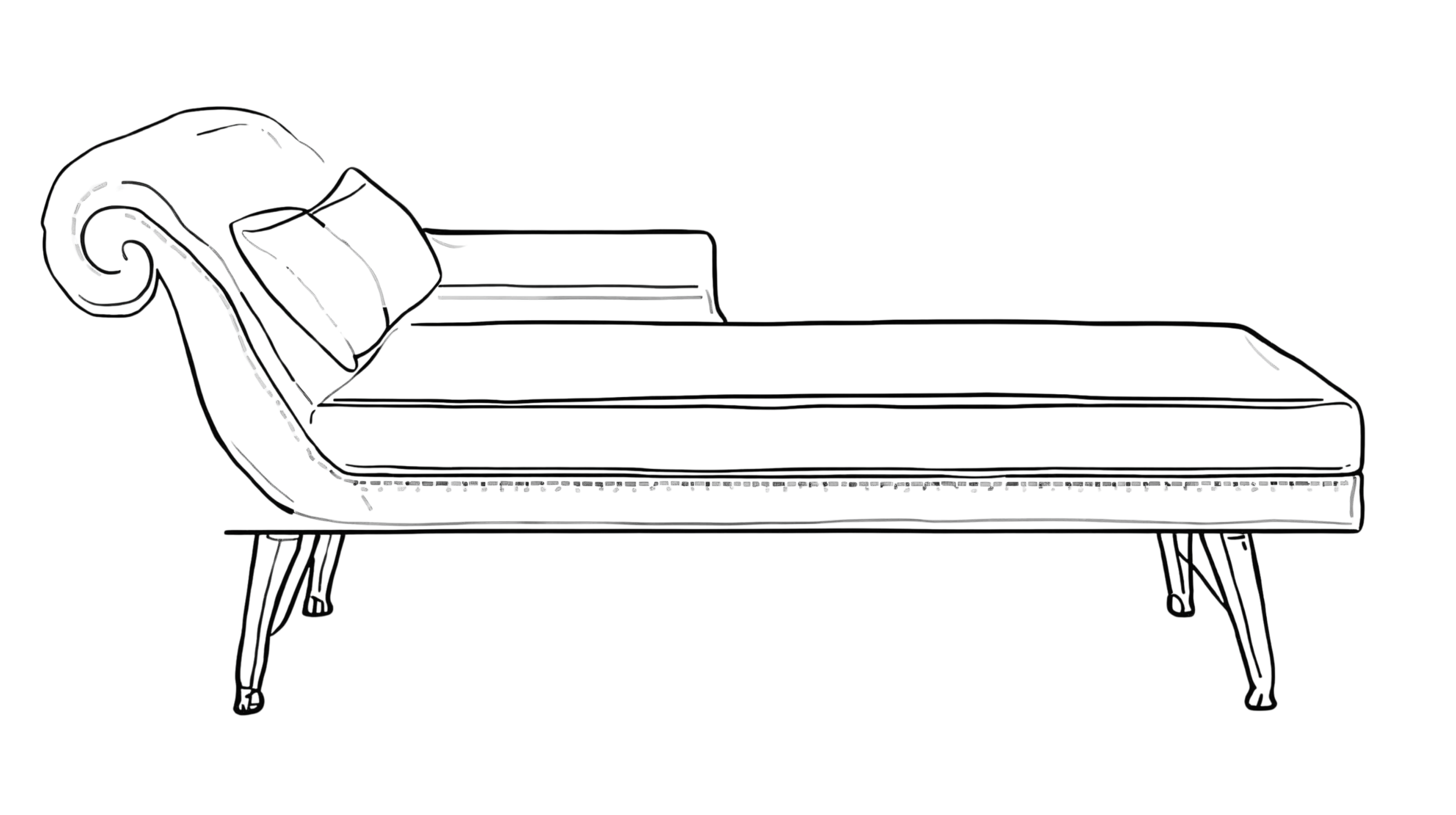 A chaise-longue with a cushion