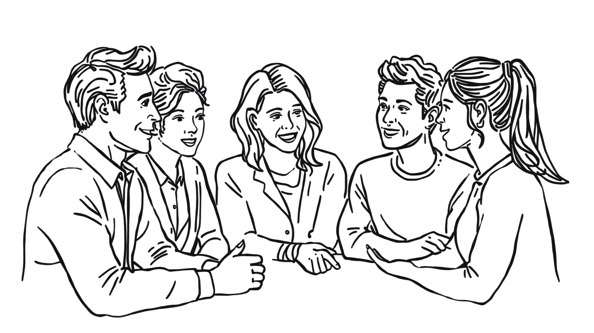 A group of people talking together