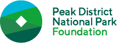 Logo of the Peak District National Park Foundation with a green and black mountain design.