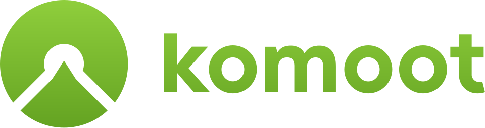 Komoot logo with a green circle and mountain outline, accompanied by the word 'komoot' in lowercase green letters