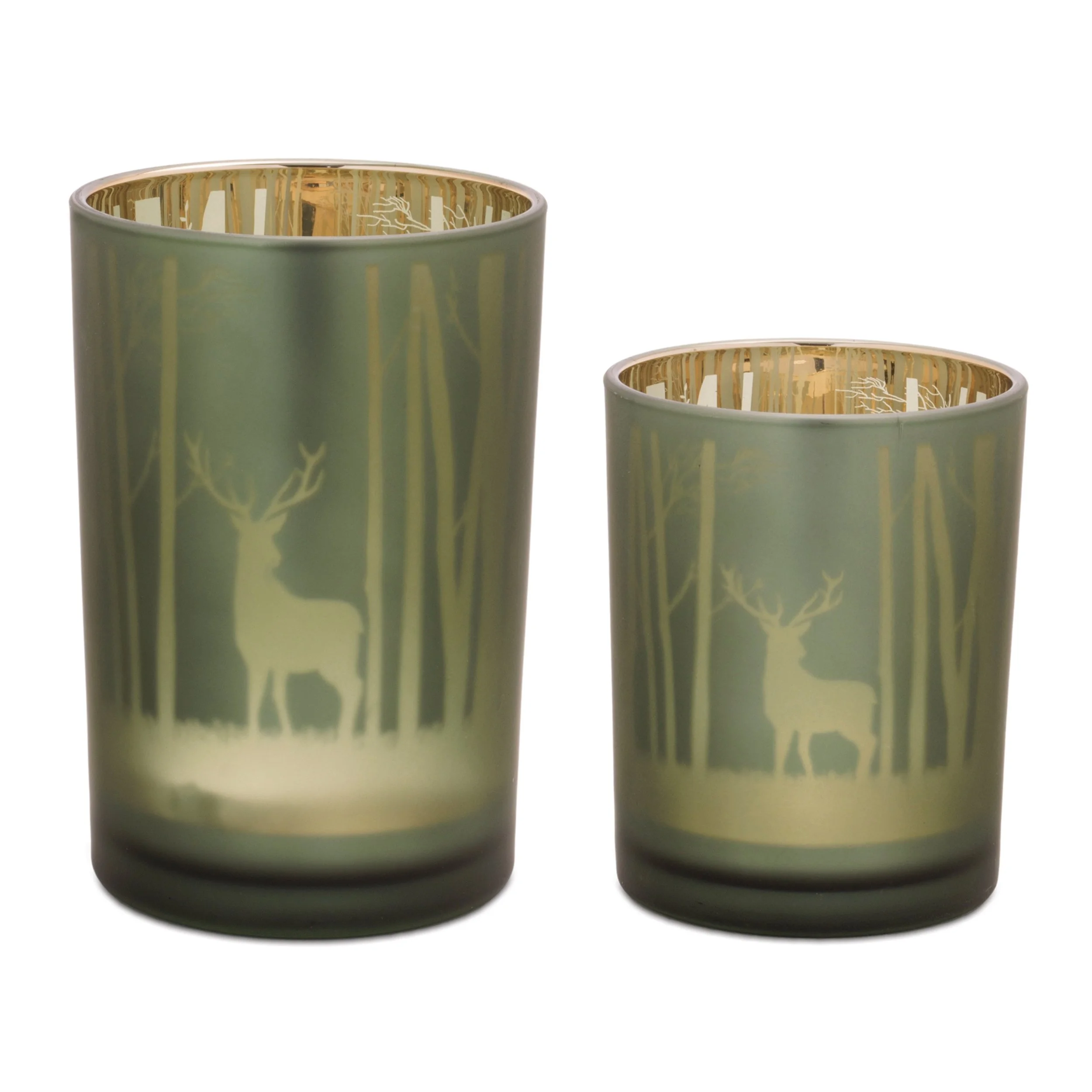 Mossy Oak Green & Gold Deer Candle Holder (Set of 2)