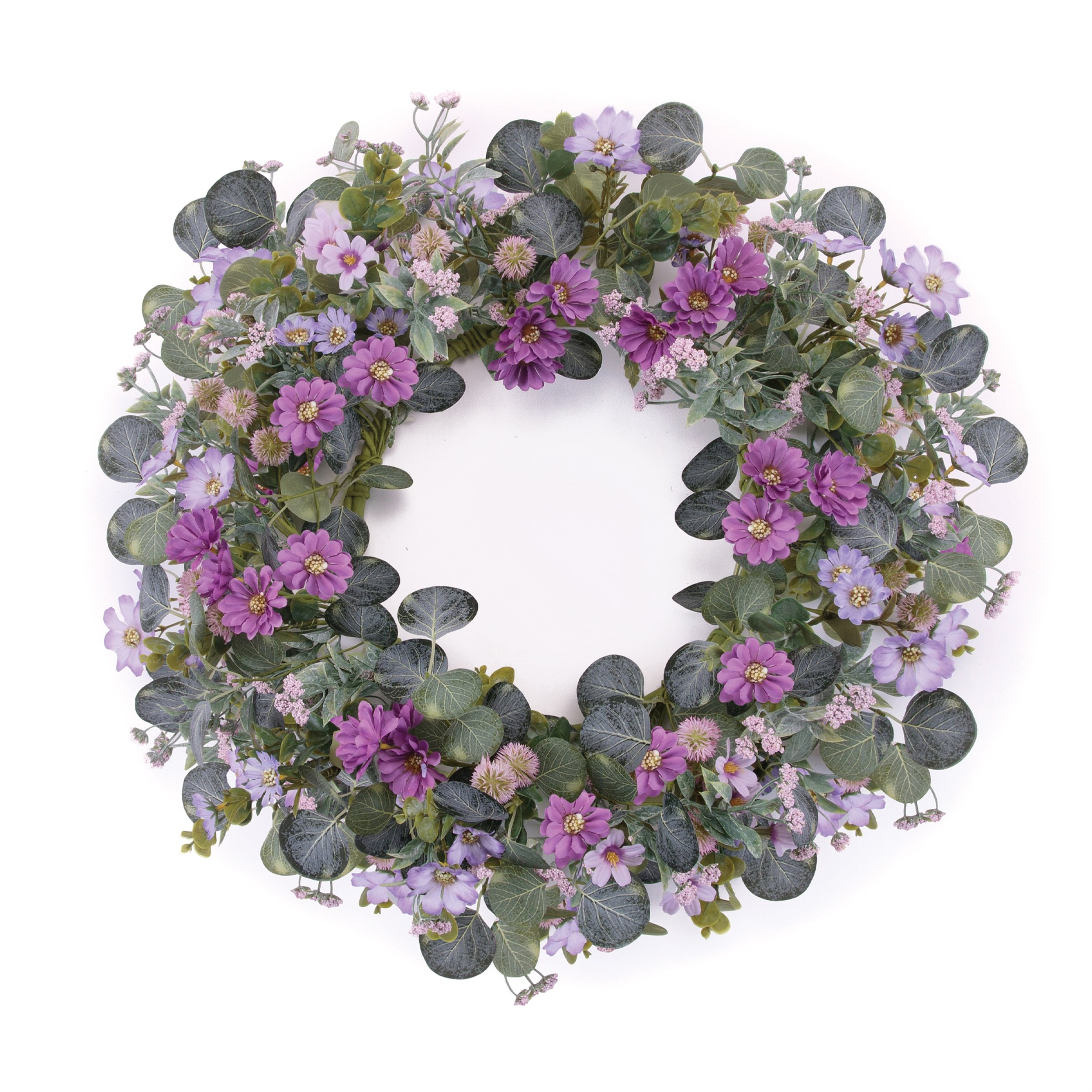 Mixed Daisy Floral and Thistle Wreath 22"D