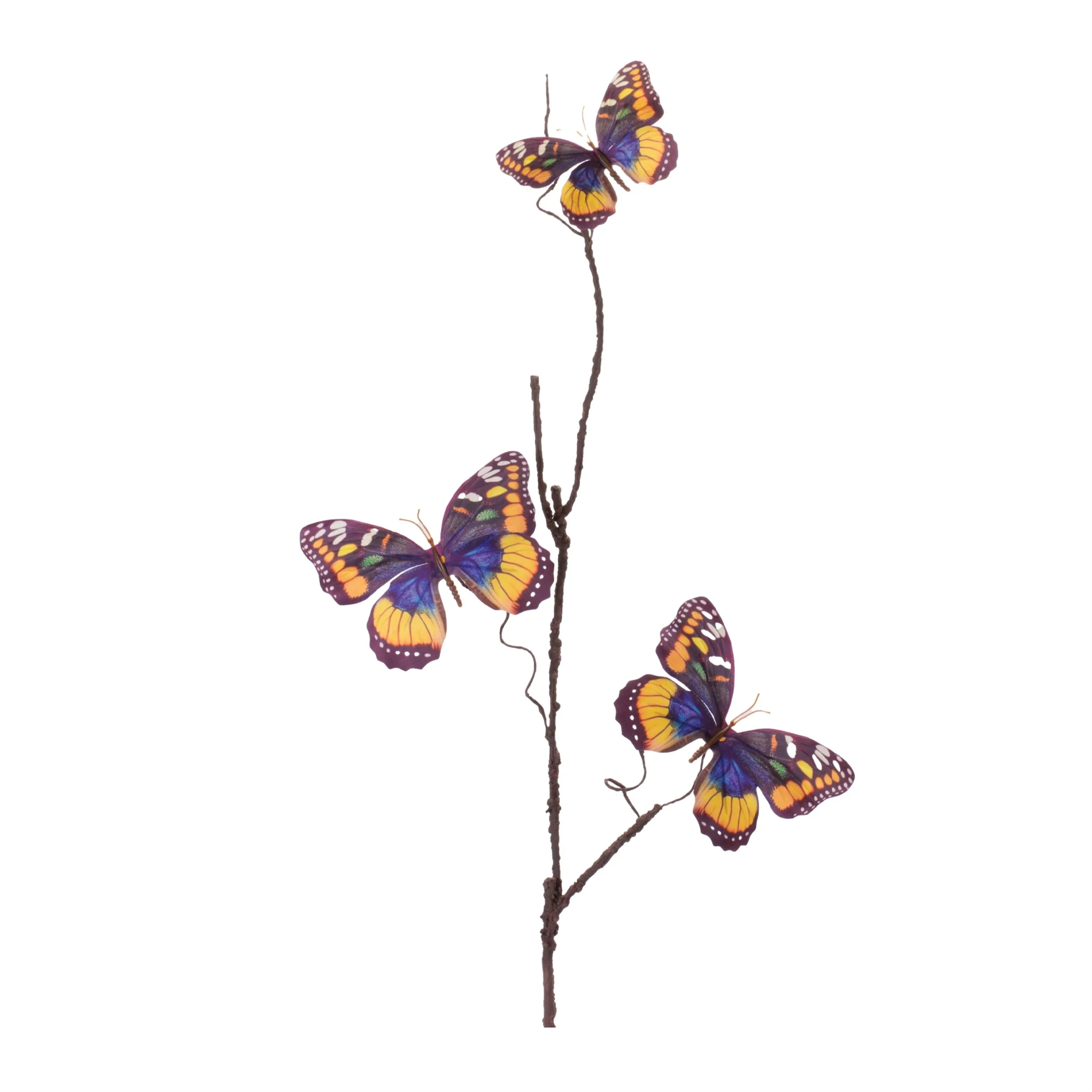 Orange & Blue Butterfly Twig Spray (Set of 6)