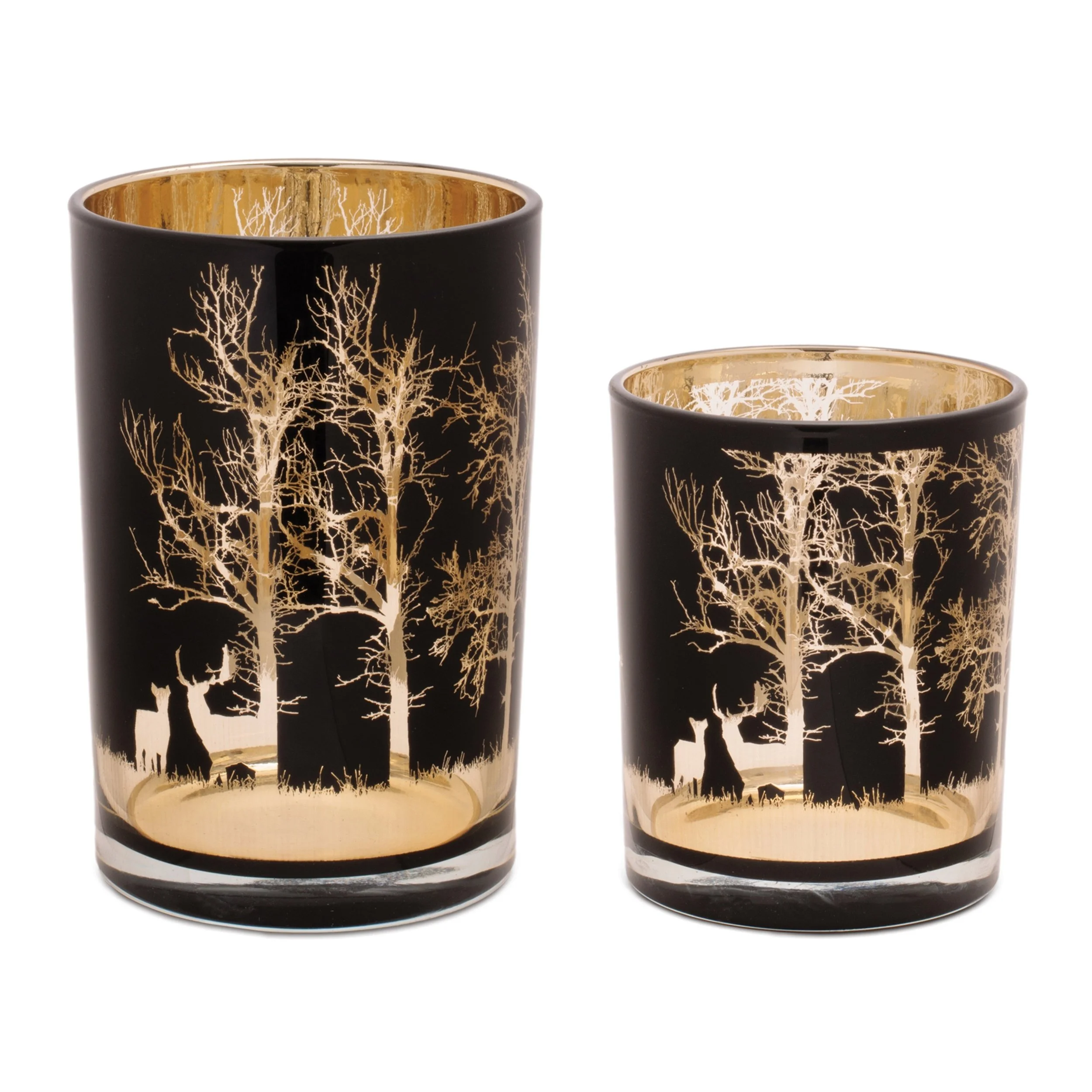 Mossy Oak Black & Gold Deer Candle Holder (Set of 2)