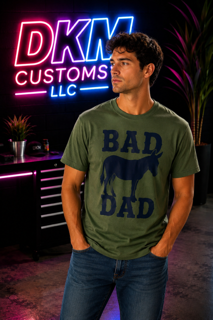 Bad Ass Dad” Army Green T‑Shirt – Large, Ready to Ship