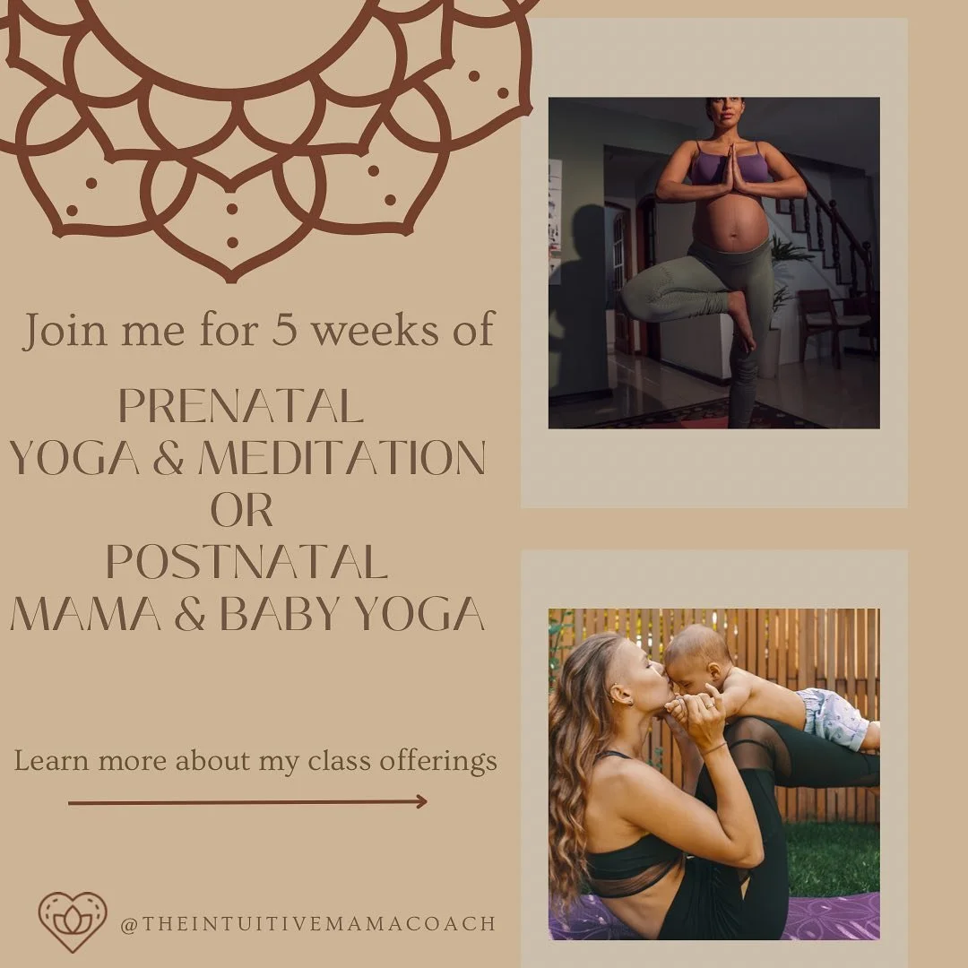 Hey beautiful souls 🧘🏽&zwj;♀️💫

🦋Join me, Christina - certified doula and pre- and postnatal yoga teacher - for a 5 weeks journey of self-care and relaxation with my Prenatal yoga and meditation series or my  Postnatal mama &amp; baby Yoga Class!