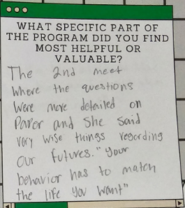 An anonymous handwritten feedback form. The transcription follows below the image.