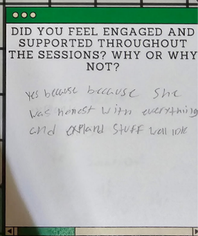 An anonymous handwritten student feedback form. The transcription follows below the image.