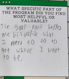 An anonymous handwritten feedback form. The transcription follows below the image.