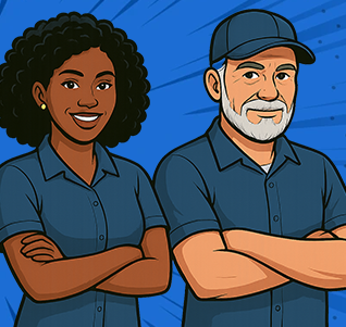 Two happy workers