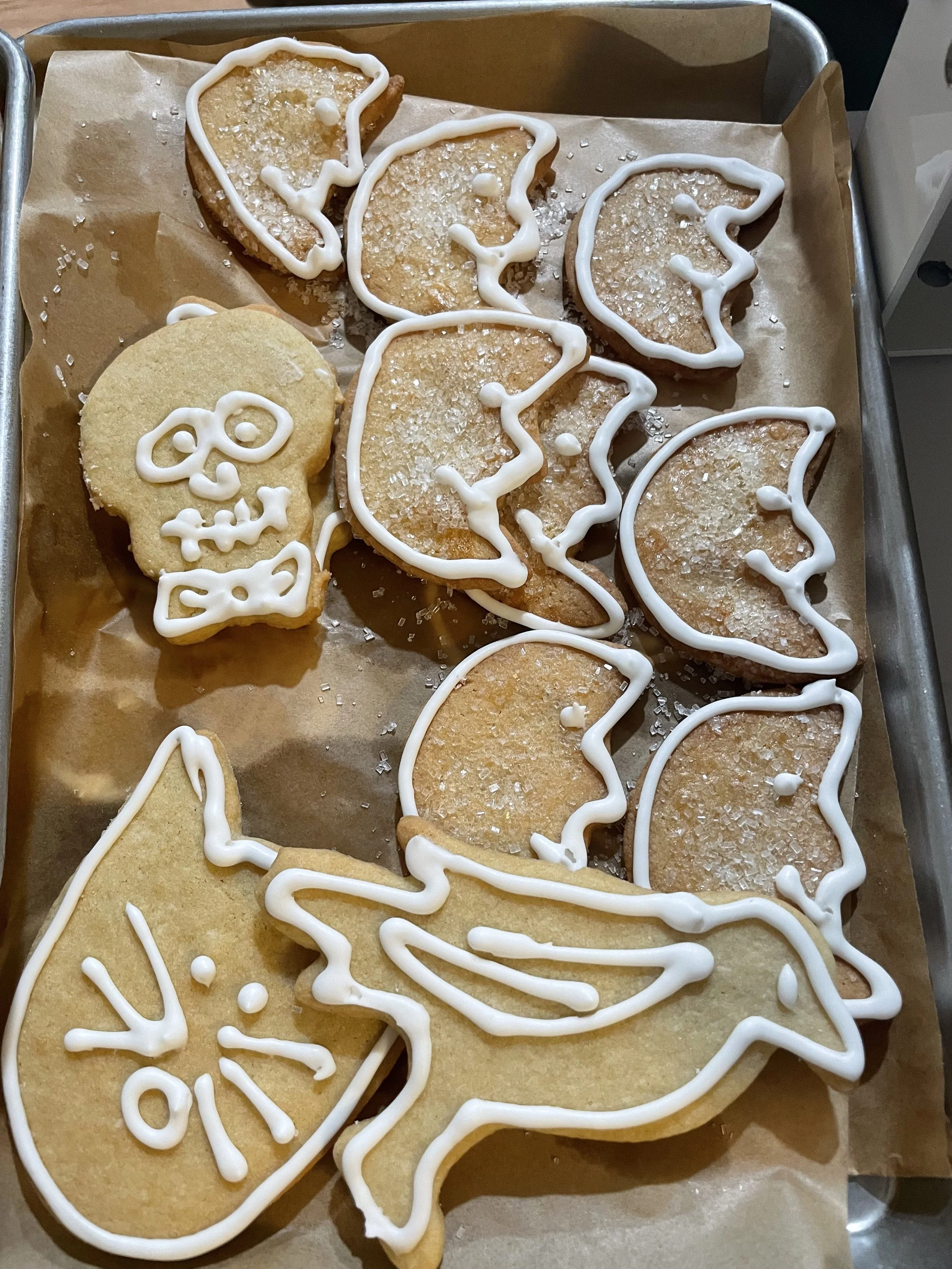 Fall Sugar Cookies - 3 large cookies plus a few smalls.