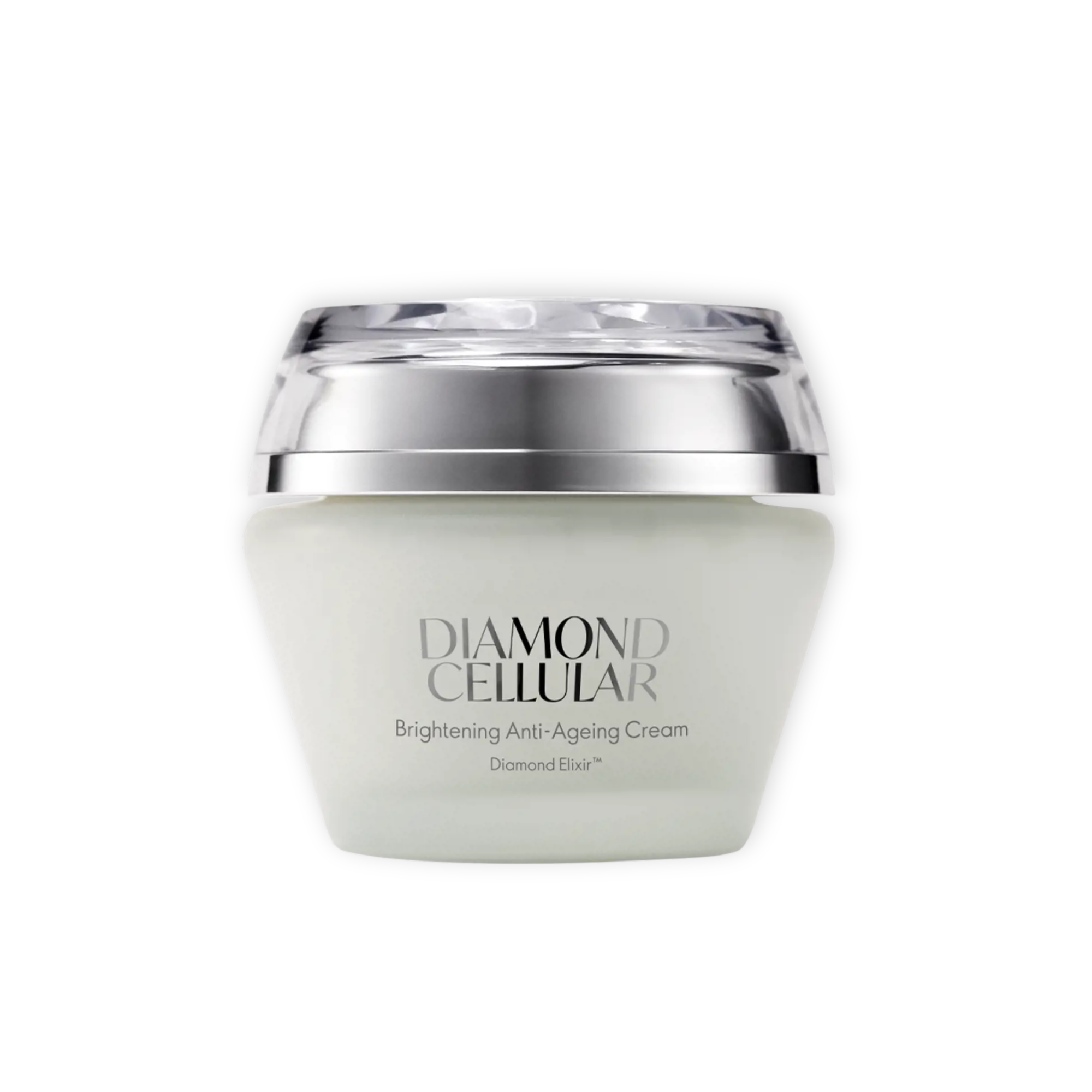 Tarro de crema facial Diamond Cellular de Oriflame sobre fondo blanco.