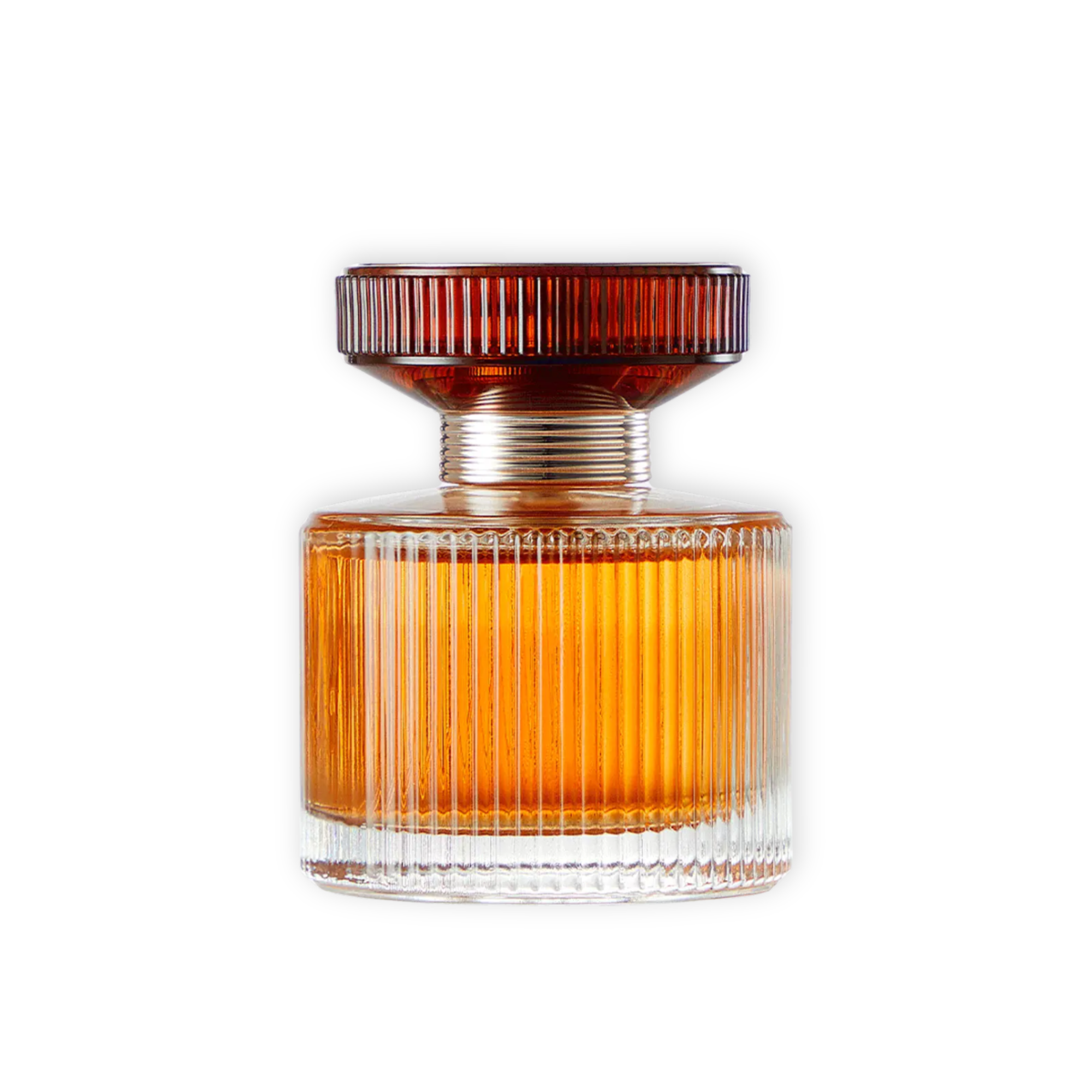 Frasco de perfume Amber Elixir Eau de Parfum de Oriflame sobre fondo blanco.