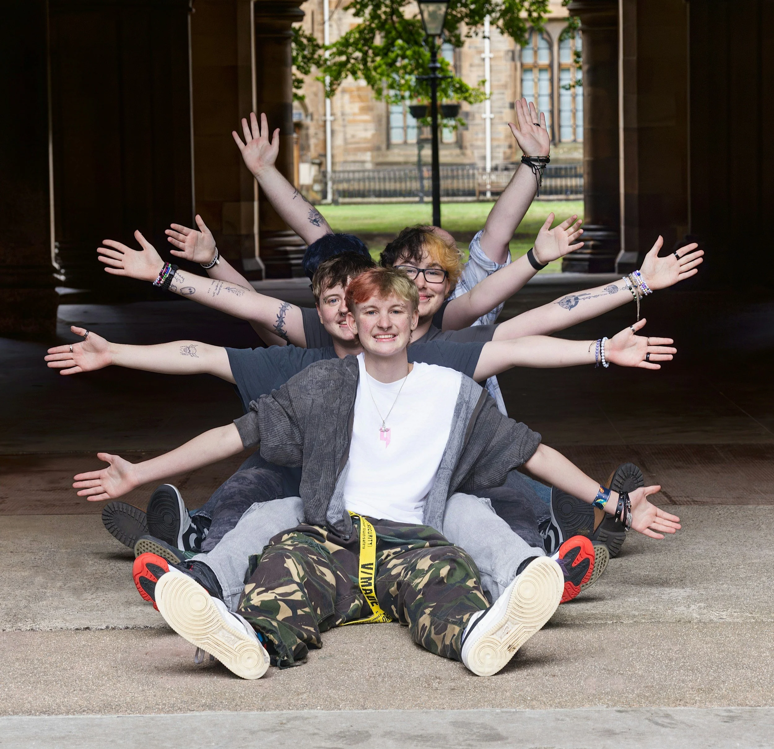 College students enjoying themselves after therapy.