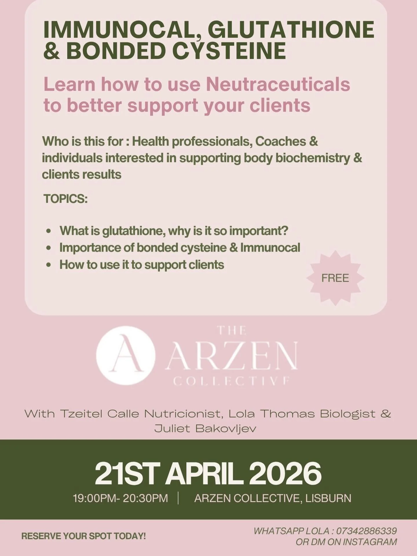 Excited to run this talk for professionals in collaboration with the Arzen collective. 🌅
Understanding the human body from a biochemical point of view transformed my own health and has helped me support my clients in a more profound way. 

Understan