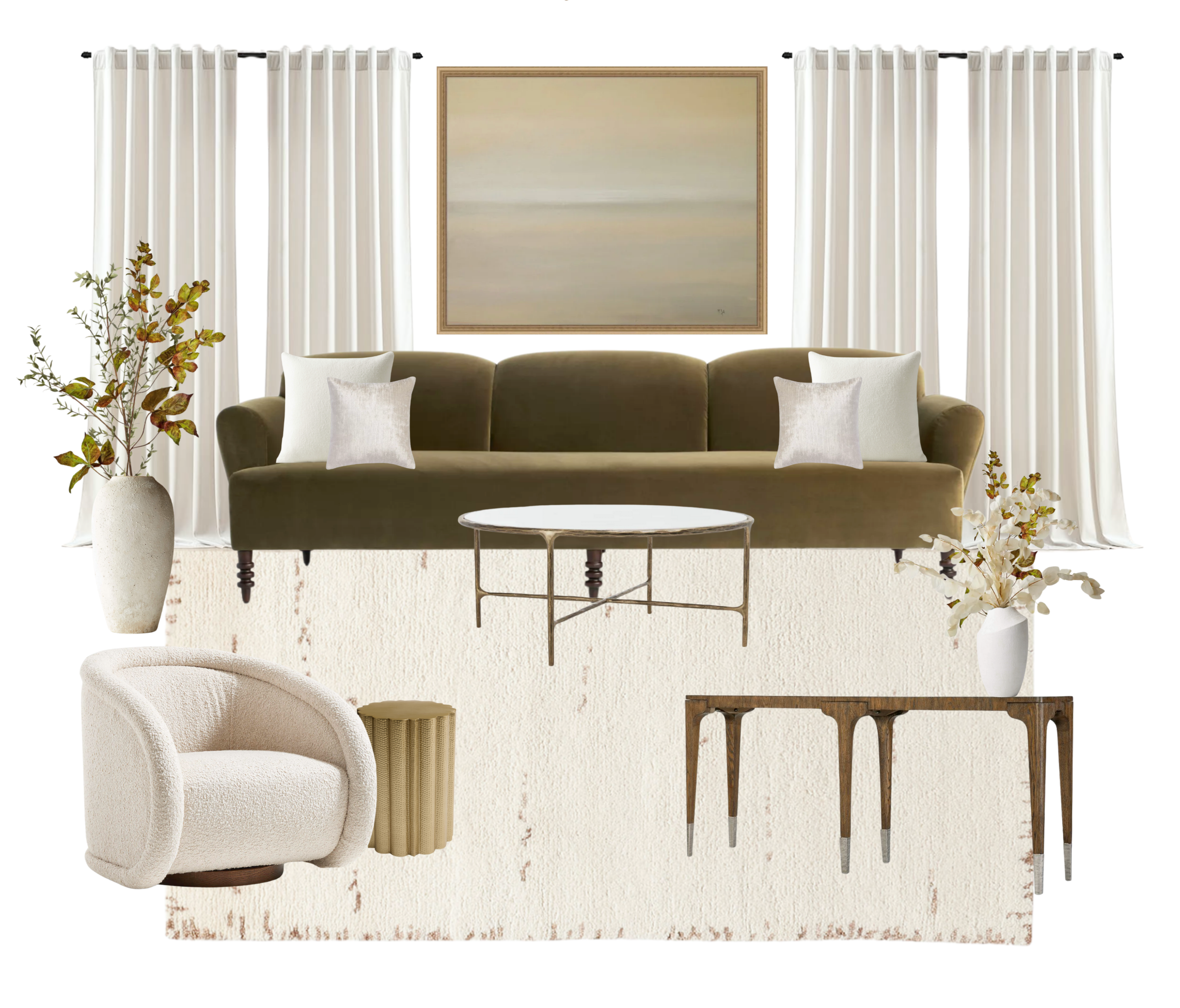 Luxe Mossy Velvet Living Room Mood Board (Digital Download)