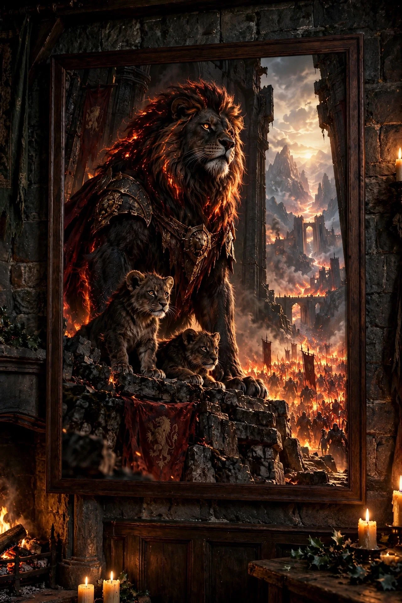 Ember King — Lion Dark Fantasy Poster